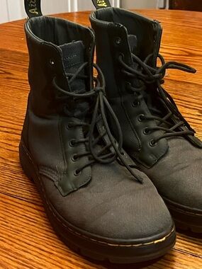 Dr. Martens Lace-Up Canvas Combat Boots Army Green